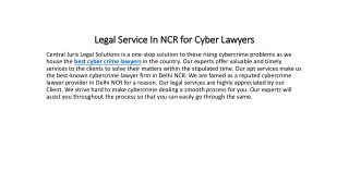Legal Service In NCR for Cyber Lawyers