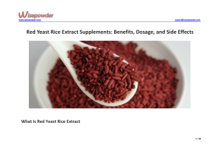 Red Yeast Rice Extract Supplements: Benefits, Dosage, and Side Effects