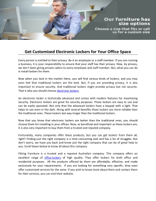 Get Customized Electronic Lockers for Your Office Space