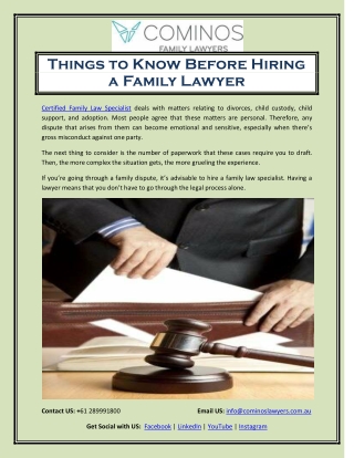 Things to Know Before Hiring a Family Lawyer