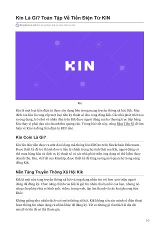 Kin Là Gì? Toàn Tập Về Tiền Điện Tử KIN