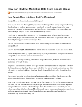 1How Can I Extract Marketing Data From Google Maps