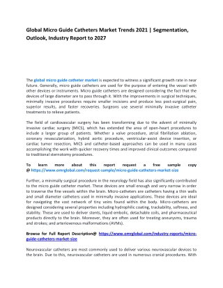 Global Micro Guide Catheters Market Trends 2021