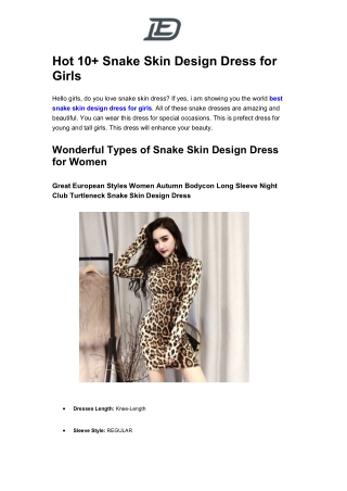 Hot 10  Snake Skin Design Dress for Girls