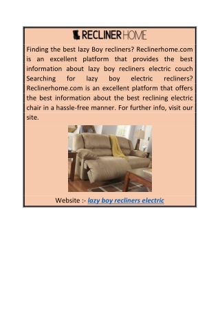 Lazy Boy Recliners Electric | Reclinerhome.com