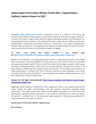 Global Organ Preservation Market Trends 2021