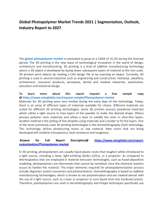 Global Photopolymer Market Trends 2021