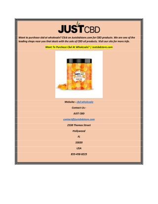 Want To Purchase Cbd At WholesalJustcbdstore.com