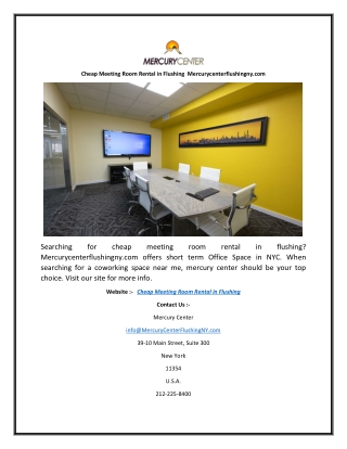 Cheap Meeting Room Rental in Flushing  Mercurycenterflushingny