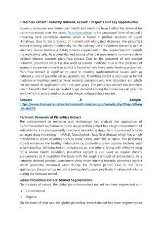 Picrorhiza Extract : Industry Outlook, Growth Prospects and Key Opportunities