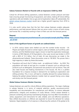 Subsea Fasteners Market to Flourish with an Impressive CAGR by 2026