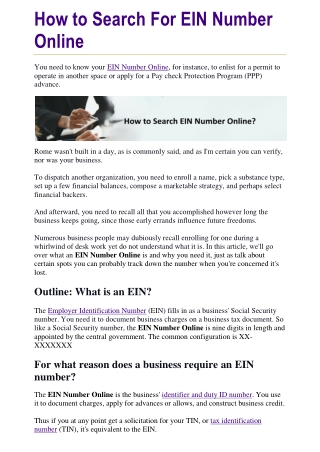 How to Search For EIN Number Online