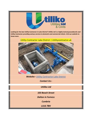 Utility Contractor Lake District  Utilitycontractor.uk