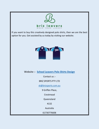 School Leavers Polo Shirts Design | Brizleavers.com.au