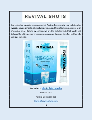 Electrolyte Powder | Revivalshots.com