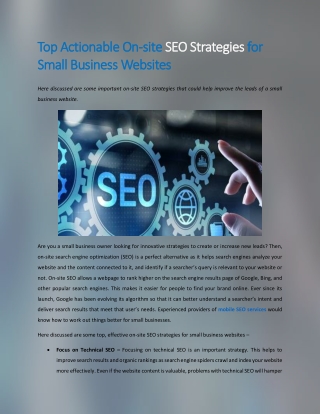 Top Actionable On-site SEO Strategies for Small Business Websites