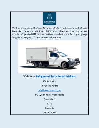 Refrigerated Truck Rental Brisbane | Slrrentals.com.au