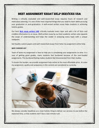 BEST ASSIGNMENT ESSAY HELP SERVICES USA