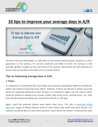 10 tips to improve your average days in A/R