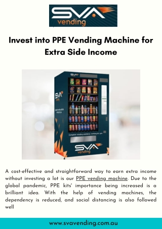 Invest into PPE Vending Machine for Extra Side Income