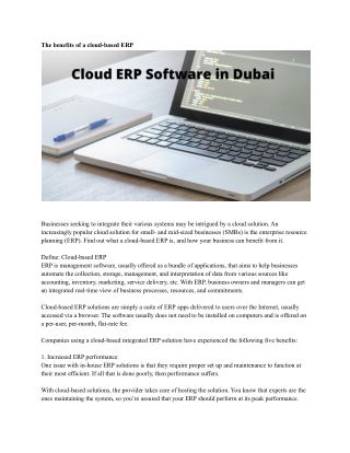 Cloud ERP Software in Dubai
