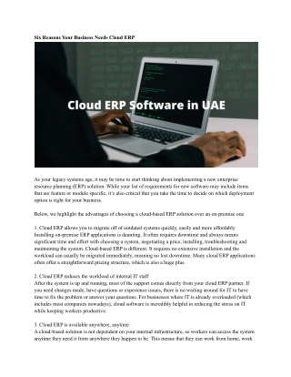 Cloud ERP Software in UAE