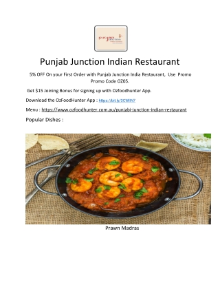 5% off - Punjabi Junction Indian Restaurant menu Belconnen, ACT