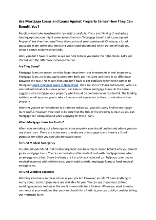 Are Mortgage Loans and Loans Against Property Same_ How They Can Benefit You_ .docx