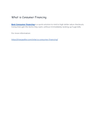 What is Consumer Financing