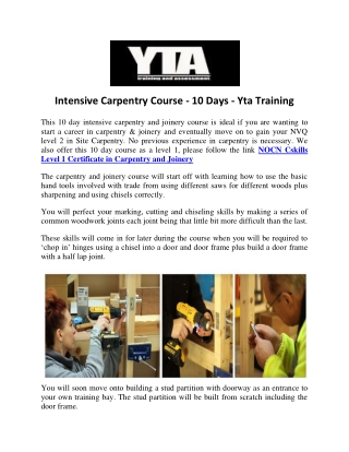 Intensive Carpentry Course - 10 Days - Yta Training-converted