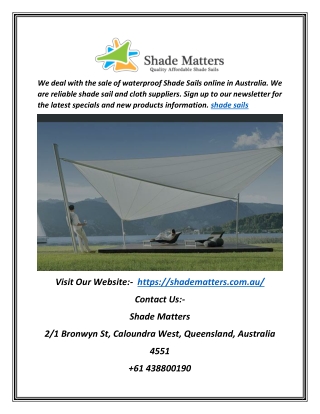 Waterproof Shade Sails in Brisbane