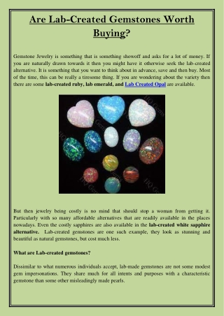 Are Lab-Created Gemstones Worth Buying
