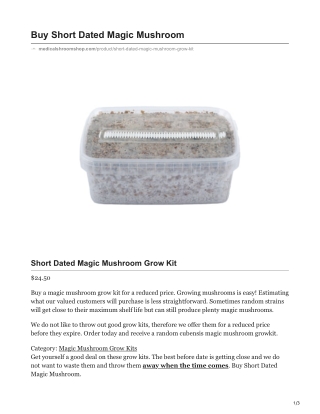 Short Dated Magic Mushroom Grow Kit