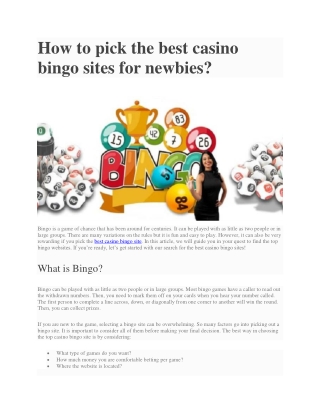 How to pick the best casino bingo sites for newbies