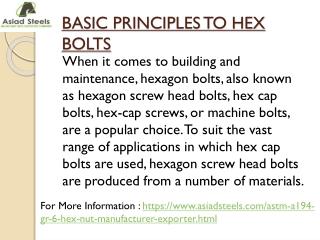 BASIC PRINCIPLES TO HEX BOLTS