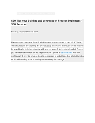 SEO Tips your Building and construction firm can implement - SEO Services