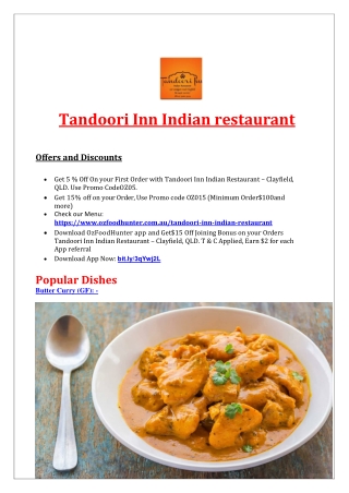 5% Off - Tandoori Inn Indian Restaurant in Clayfield Menu, QLD