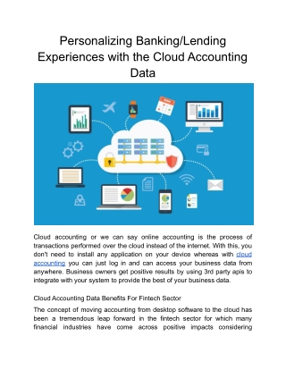 Personalizing Banking/Lending Experiences with the Cloud Accounting Data