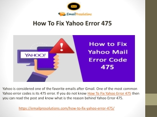 How To Fix Yahoo Error 475