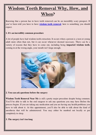 Wisdom Teeth Removal Why, How, and When