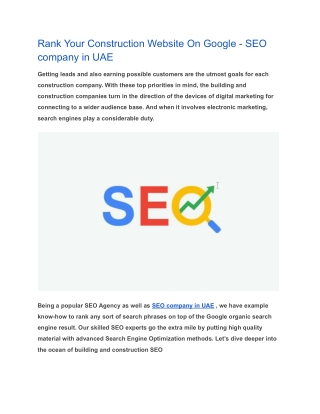 Rank Your Construction Website On Google - SEO company in UAE