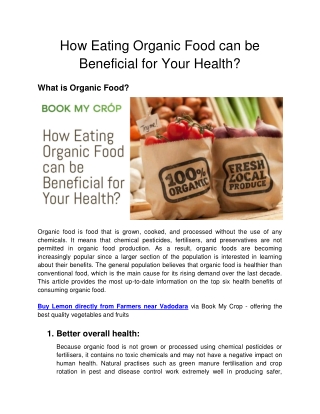 How Eating Organic Food can be Beneficial for Your Health_