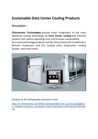 Sustainable Data Center Cooling Products