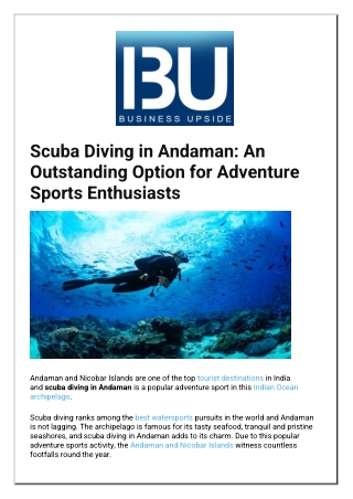 Scuba Diving in Andaman An Outstanding Option for Adventure Sports Enthusiasts