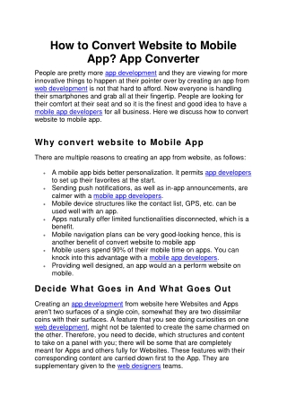 How to Convert Website to Mobile App