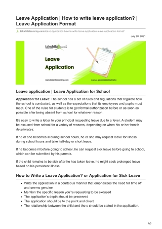 Leave Application | How to write leave application? leave application format
