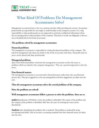 What Kind Of Problems Do Management Accountants Solve