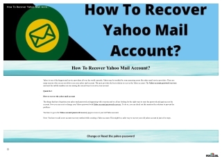 How To Recover Yahoo Mail Account | Yahoo mail recover Account