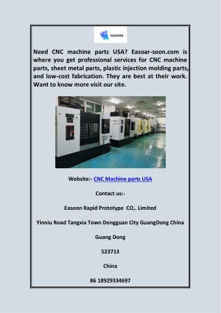 CNC Machine Parts USA  Easoar-soon.com