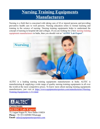 Nursing Training Equipments Manufacturers